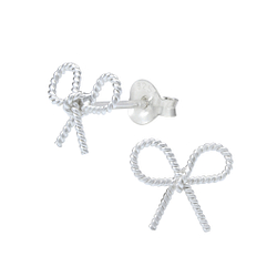 Wholesale Silver Bow Tie Stud Earrings
