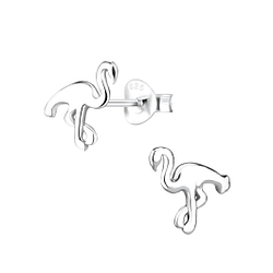 Wholesale Silver Flamingo Stud Earrings