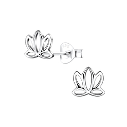 Wholesale Silver Lotus Flower Stud Earrings