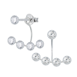 Wholesale Silver Round Cubic Zirconia Stud Earrings