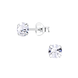 Wholesale 5mm Round Crystal Silver Stud Earrings