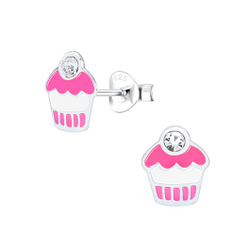 Wholesale Silver Cupcake Stud Earrings