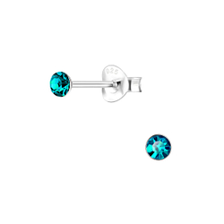 Wholesale 3mm Round Crystal Silver Stud Earrings