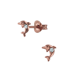 Wholesale Silver Dolphin Stud Earrings