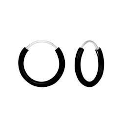Wholesale Silver Black Hoop Earrings