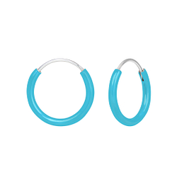 Wholesale Silver Light Blue Hoop Earrings