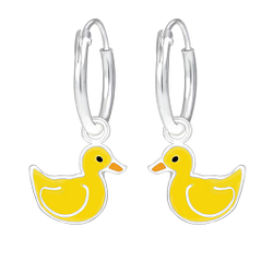 Wholesale Silver Duck Charm Hoop Earrings