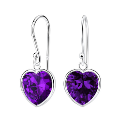 Wholesale 10mm Heart Cubic Ziconia Silver Earrings