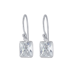 Wholesale 8x10mm Baguette Cubic Ziconia Silver Earrings