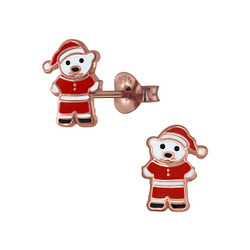 Wholesale Silver Santa Bear Stud Earrings