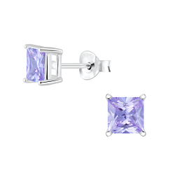 Wholesale 5mm Square Cubic Zirconia Silver Stud Earrings