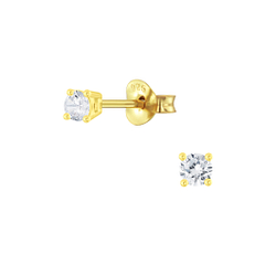 Wholesale 3mm Round Cubic Zirconia Silver Stud Earrings