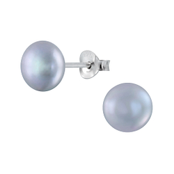 Wholesale 8mm Fresh Water Pearl Silver Stud Earrings