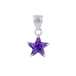 Wholesale 8mm Silver Star Cubic Zirconia Pendant