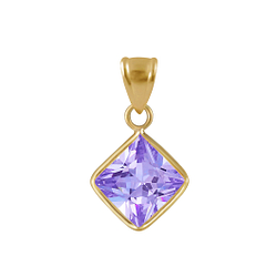 Wholesale 8mm Square Cubic Zirconia Silver Pendant