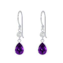 Wholesale Silver Tear Drop Cubic Zirconia Dangle Earrings