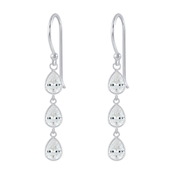 Wholesale Silver Tear Drop Cubic Zirconia Dangle Earrings