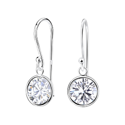 Wholesale 8mm Round Cubic Zirconia Silver Earrings