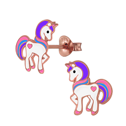 Wholesale Silver Unicorn Stud Earrings