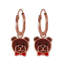 Wholesale Silver Bear Charm Hoop Earrings