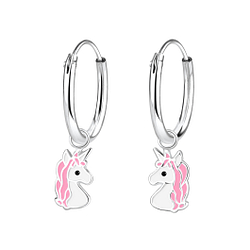 Wholesale Silver Unicorn Charm Hoop Earrings