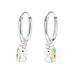 Wholesale Silver Unicorn Charm Hoop Earrings