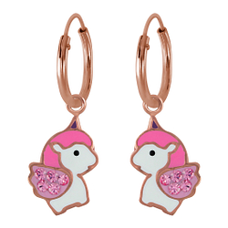 Wholesale Silver Unicorn Charm Hoop Earrings
