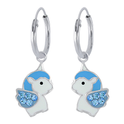 Wholesale Silver Unicorn Charm Hoop Earrings