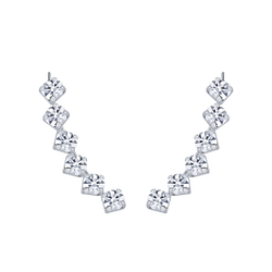 Wholesale Silver Curved Line Crystal Ear Climbers