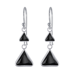 Wholesale Silver Triangle Cubic Zirconia Dangle Earrings