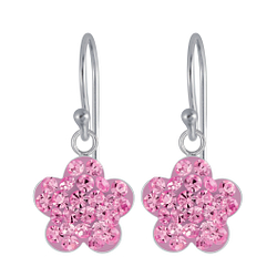 Wholesale Silver Flower Crystal Earrings