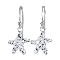 Wholesale Silver Starfish Crystal Earrings