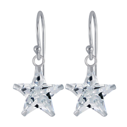 Wholesale 10mm Star Cubic Zirconia Silver Earrings