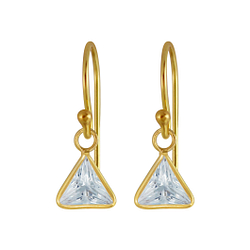 Wholesale 6mm Triangle Cubic Zirconia Silver Earrings