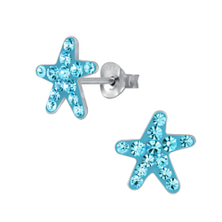 Wholesale Silver Starfish Crystal Stud Earrings
