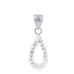 Wholesale Silver Tear Drop Crystal Pendant