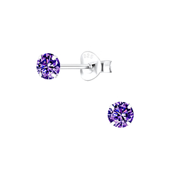 Wholesale 4mm Round Cubic Zirconia Silver Stud Earrings