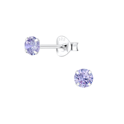 Wholesale 4mm Round Cubic Zirconia Silver Stud Earrings