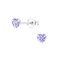 Wholesale 4mm Heart Cubic Zirconia Silver Stud Earrings