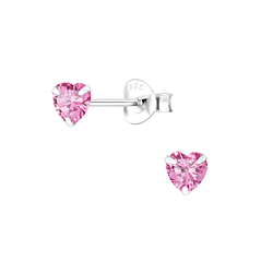 Wholesale 4mm Heart Cubic Zirconia Silver Stud Earrings