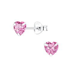 Wholesale 5mm Heart Cubic Zirconia Silver Stud Earrings