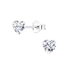 Wholesale 5mm Heart Cubic Zirconia Silver Stud Earrings