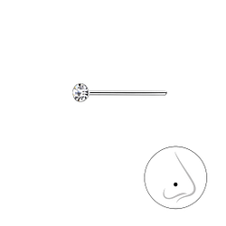 Wholesale 2mm Round Crystal Silver Nose Stud