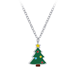 Wholesale Silver Christmas Tree Necklace