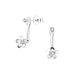 Wholesale Silver Flower Ear Jacket