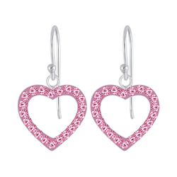 Wholesale Silver Heart Crystal Earrings