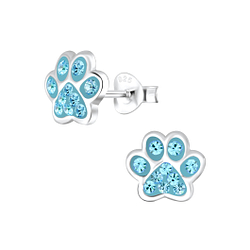 Wholesale Silver Paw Print Stud Earrings