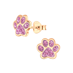 Wholesale Silver Paw Print Stud Earrings