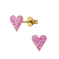 Wholesale Silver Heart Crystal Stud Earrings