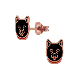 Wholesale Silver Husky Dog Stud Earrings